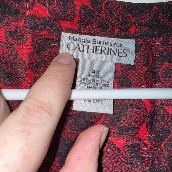 Plus Size 4X Floral Print Catherine's Blouse 3/4 Bell Sleeve Multicolor - Picture 4 of 6